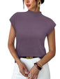 Sampeel Womens Short Sleeve Sweater Mock Neck Summer Top Dressy Casual Basic Knit Pullover Shirt
