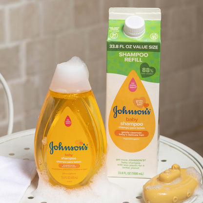 Johnson's Baby Shampoo with Aloe Vera & Vitamin B5, Tear Free, Newborn Essentials, No added Parabens & Sulfates, Hypoallergenic, Baby Essentials, 20.3 fl. oz