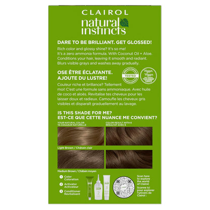 Clairol Natural Instincts Demi-Permanent Hair Dye, 4 Dark Brown | 1 Pack