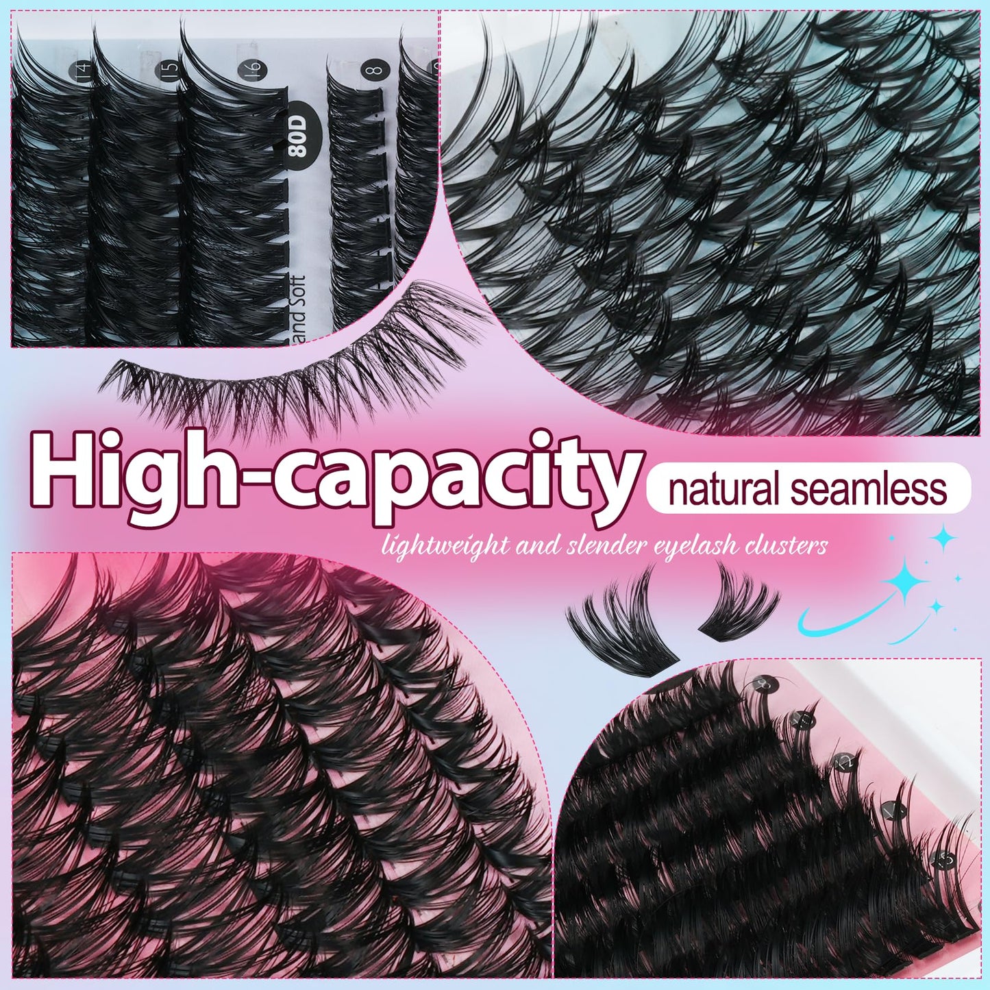 Lash Clusters Wispy 100D Eyelash Clusters 10-18mm Fluff Cluster Eyelash Extensions D Curl No Plastic Feel Individual Lashes Extension 204 Pcs Versatile False Eyelashes Clusters