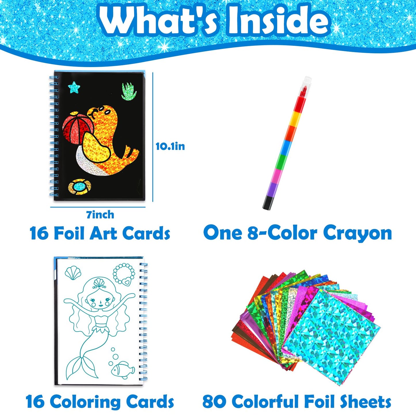FUNNYB&G Foil Art Craft Kit for Kids, Sparkly Birthday Gift Toy for Boys