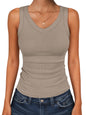 ANRABESS Tank Tops for Women V Neck Summer Sleeveless Ribbed Knit