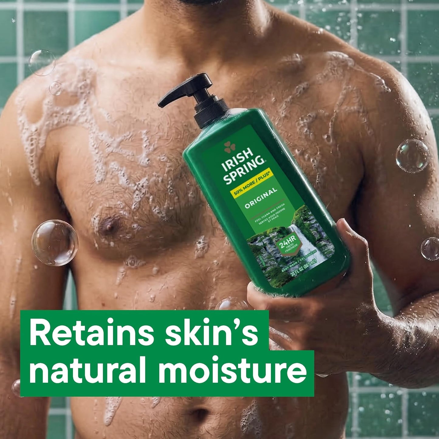 Irish Spring Mens Body Wash, Moisture Blast Body Wash for Men, Feel Fresh All Day, 30 Oz Pump Bottle