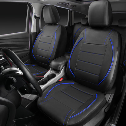 CAR PASS Universal FIT Piping Leather Car Seat Cover, for suvs,Van,Trucks,Airbag Compatible,Inside Zipper Design and Reserved Opening Holes (Full Set, Black and Red)