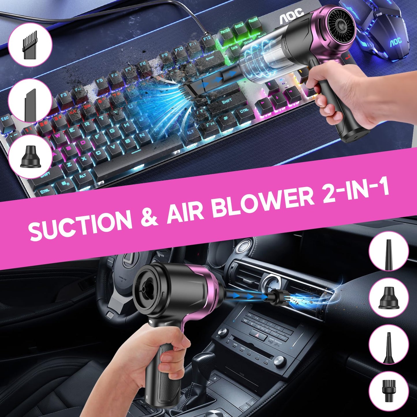 KMM Handheld Car Vacuum Cleaner, Hand Held Vacuum Cleaner and Air Duster