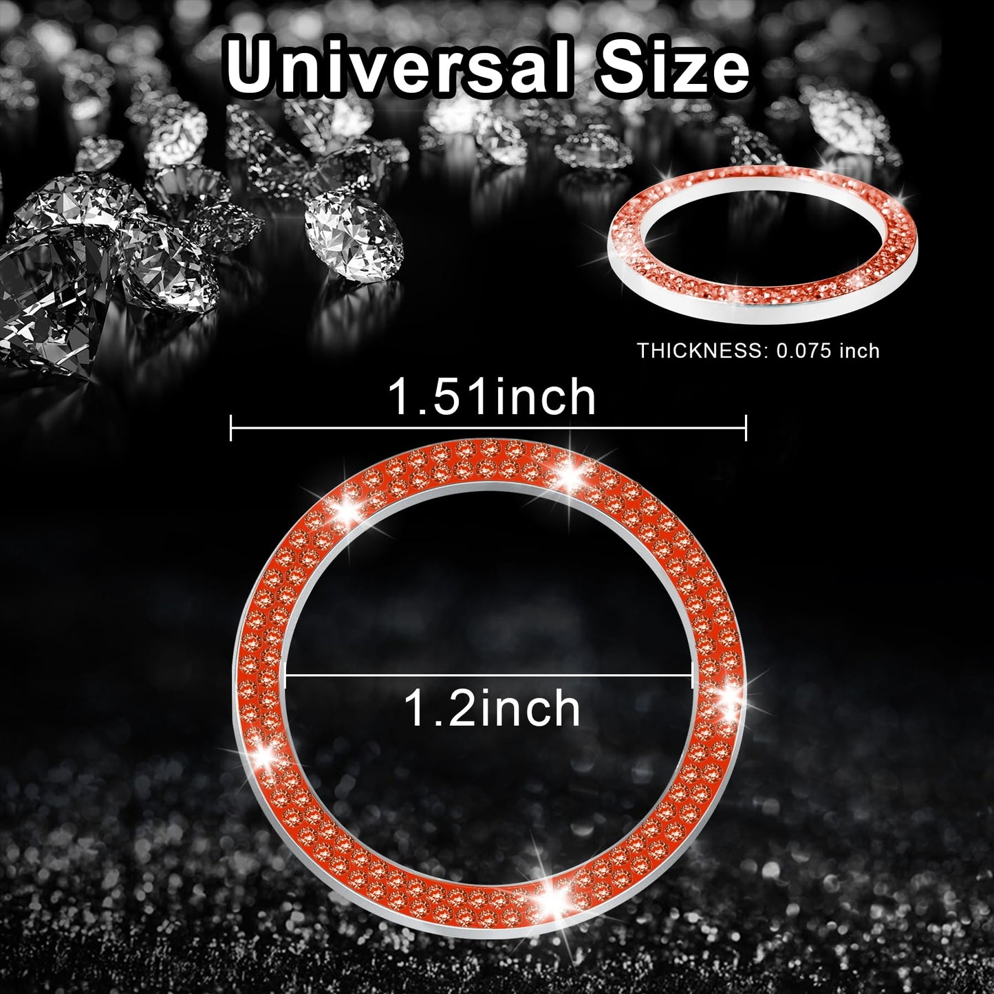 LivTee 2 PCS Crystal Double Rhinestone Car Engine Start Stop Decoration Ring, Bling Car Interior Accessories for Women, Push to Start Button Cover Sticker, Automotive Decals, Light Green