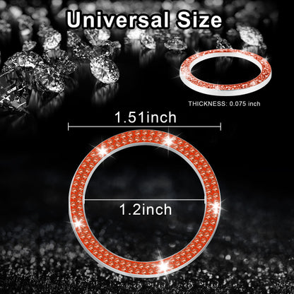 LivTee 2 PCS Crystal Double Rhinestone Car Engine Start Stop Decoration Ring, Bling Car Interior Accessories for Women, Push to Start Button Cover Sticker, Automotive Decals, Light Green