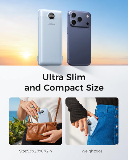 VEGER Portable Charger for iPhone, Power Bank Built in Cables and Wall Plug