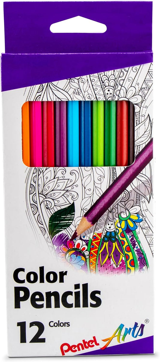 Pentel Arts Colored Pencils, Assorted Colors, Set of 12 (CB8-12)