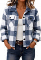 Zeagoo Flannels for Women Cropped Shacket Jacket Fashion Plaid Fall Coat