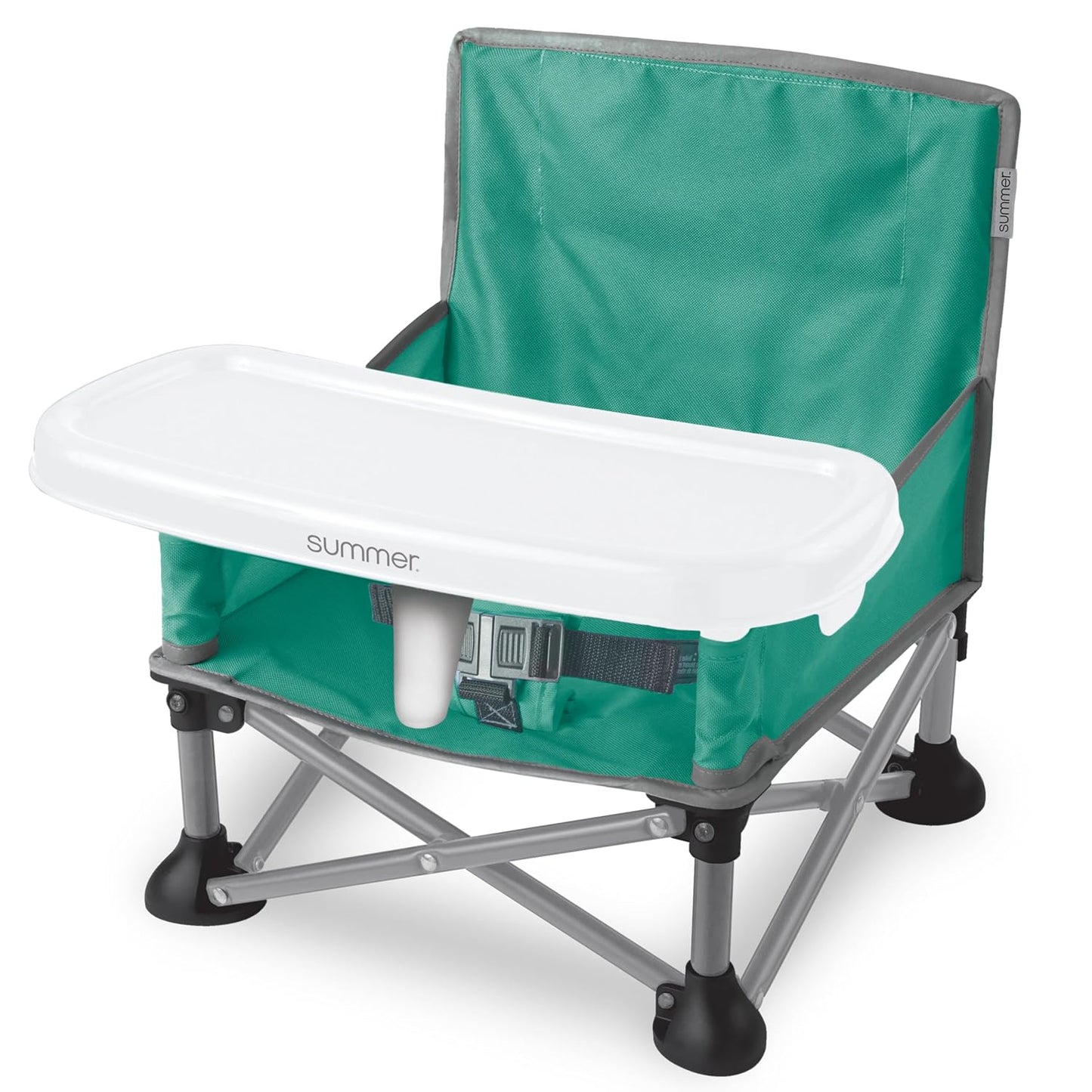 Bright Starts Pop 'N Sit Portable Booster, Indoor/Outdoor Use, Floor Seat with Feeding Tray, Teal, 6 Mos - 3 Yrs