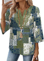 WIHOLL 3/4 Length Sleeve Womens Tops Boho V Neck Lace Shirt Trendy Blouses Dressy Casual Vacation Clothes S-3XL