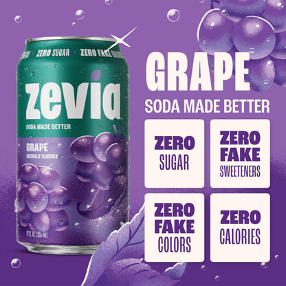 Zevia Zero Sugar Soda, Cola, 12 oz Cans (24-Pack) – Naturally Sweetened, Zero Calorie Sugar Free Soda - Non-GMO Project Verified, Gluten-Free, Vegan