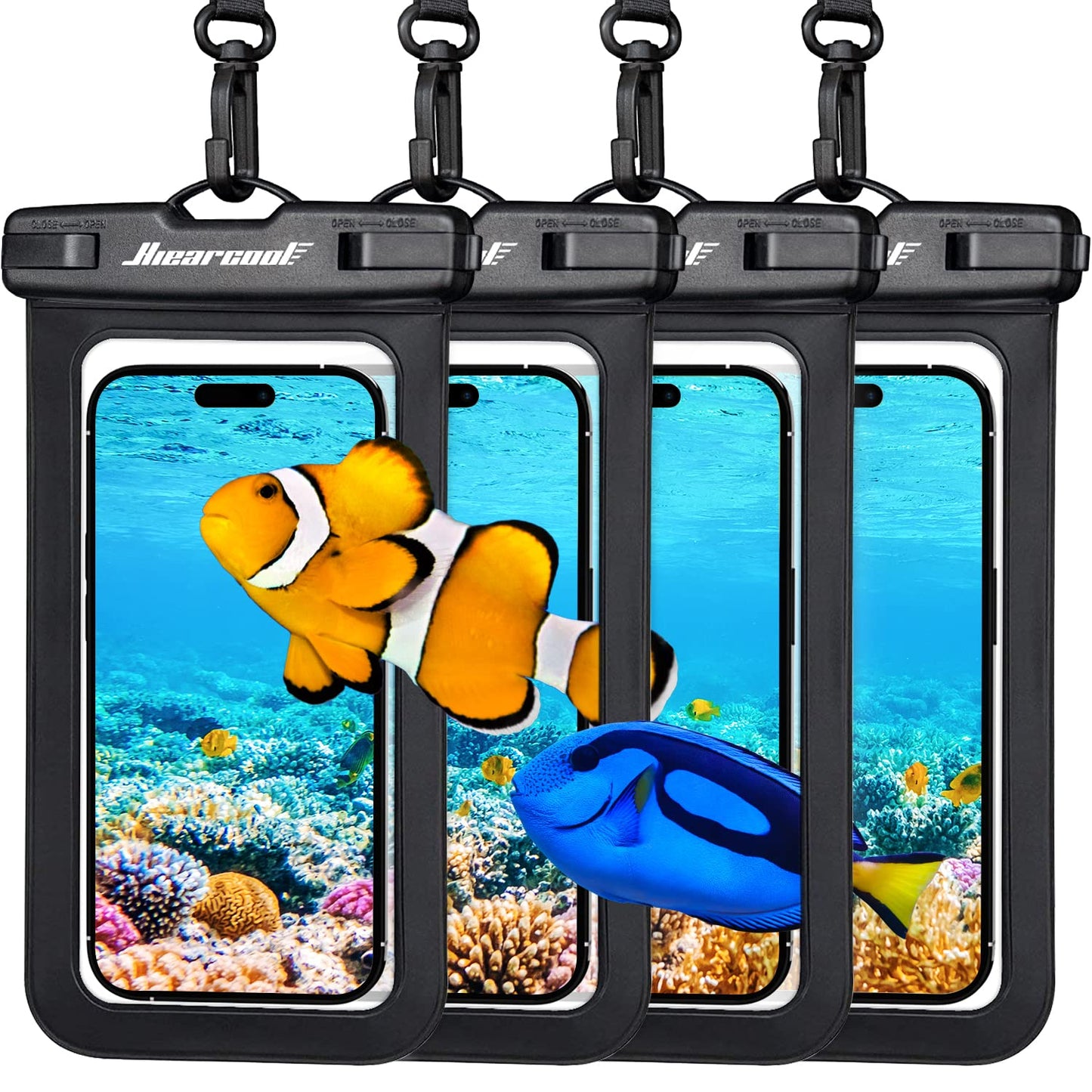 Hiearcool Waterproof Phone Pouch, Waterproof Phone Case, Black&Green 2-Pack