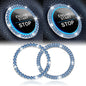 LivTee 2 PCS Crystal Double Rhinestone Car Engine Start Stop Decoration Ring, Bling Car Interior Accessories for Women, Push to Start Button Cover Sticker, Automotive Decals, Light Green