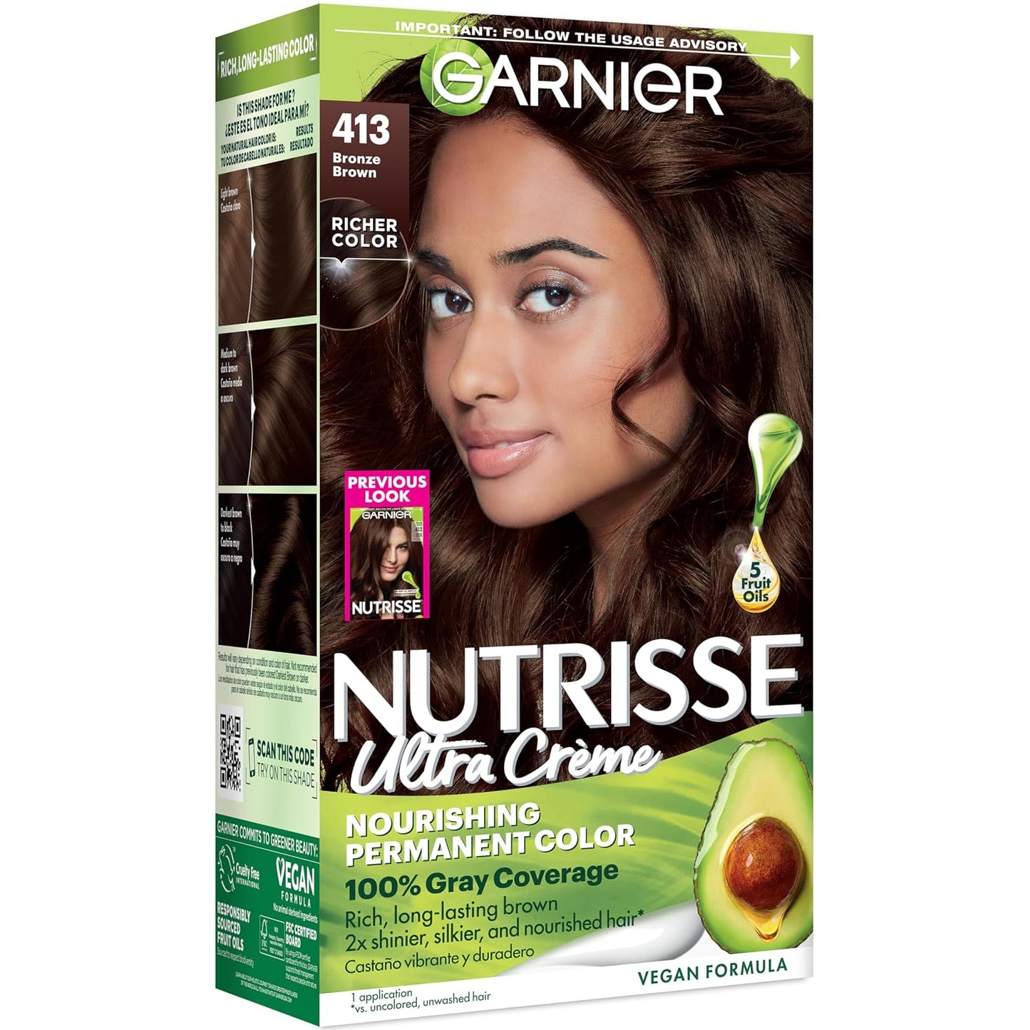 Garnier Nutrisse Ultra Crème Hair Color, Permanent Hair Dye with 100% Gray Coverage, Vegan & Cruelty-Free, 33 Darkest Golden Brown (Caramel Fudge), 1 Count