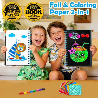 FUNNYB&G Foil Art Craft Kit for Kids, Sparkly Birthday Gift Toy for Boys