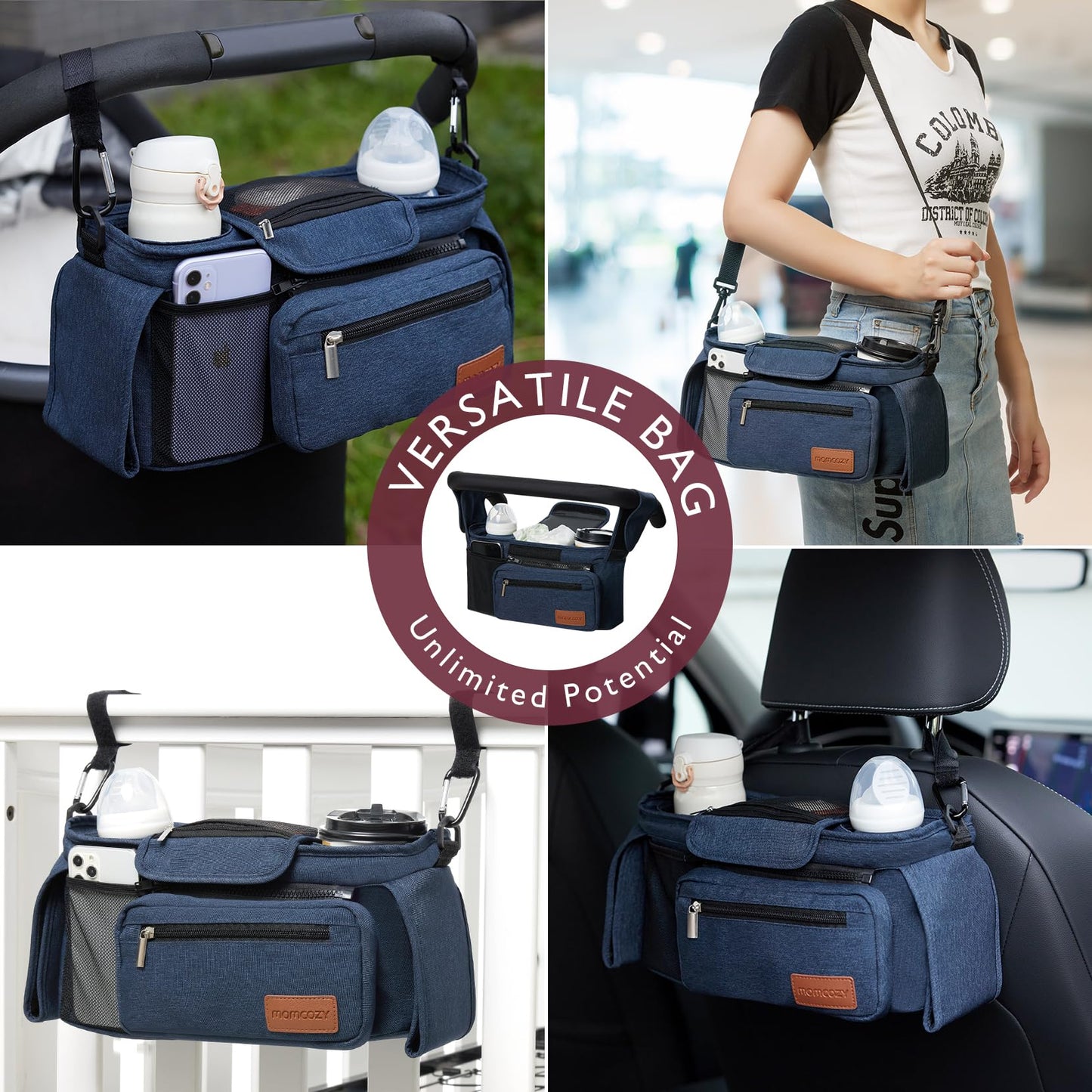 Momcozy Universal Stroller Organizer with Insulated Cup Holder