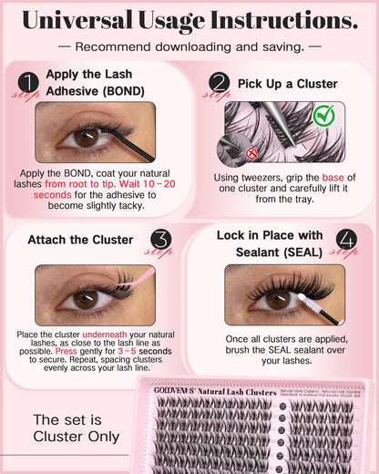 Goddvenus Brown Wispy Eye Lash Clusters Kit Natural Cluster Eyelash Extensions Kit False Eyelash Clusters Fluffy DIY Individual Lash Extensions Kit C Curl