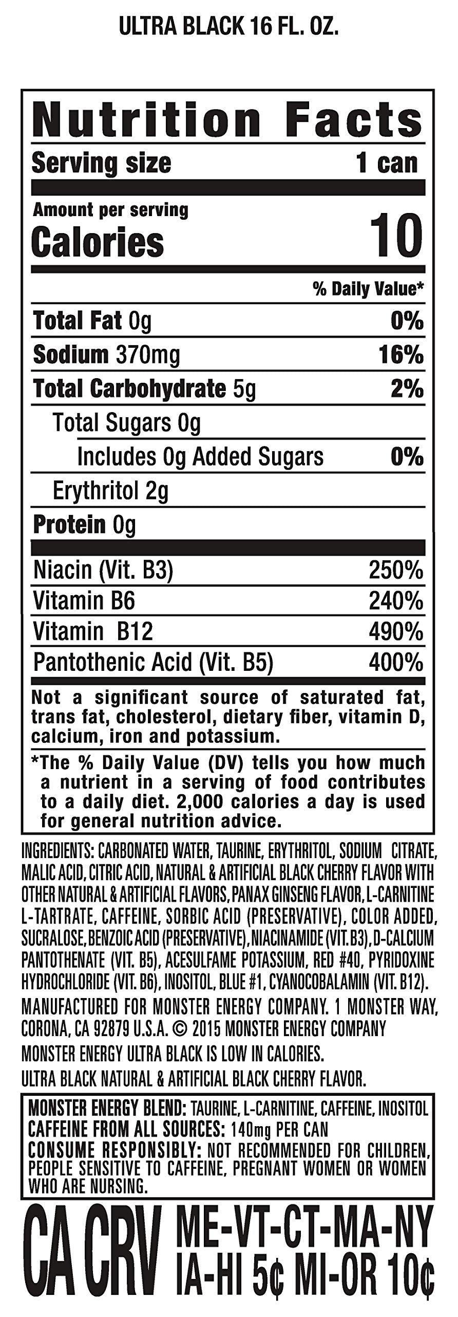 Monster Energy Zero Ultra, Sugar Free Energy Drink, 16 Ounce