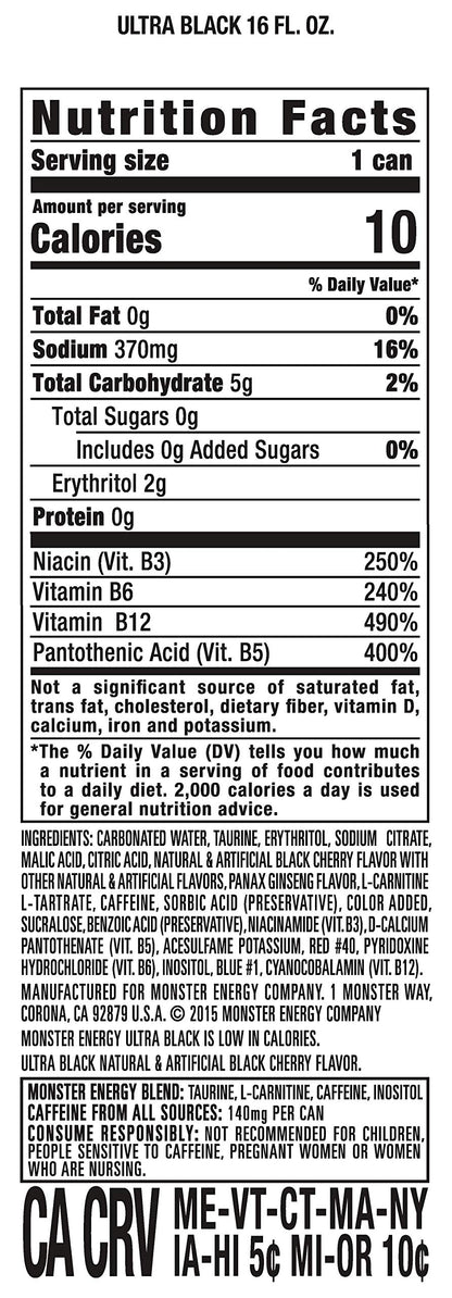 Monster Energy Zero Ultra, Sugar Free Energy Drink, 16 Ounce