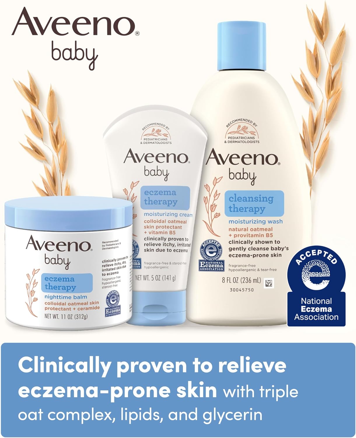 Aveeno Baby Eczema Therapy Nighttime Body Balm, Hypoallergenic, 11 oz