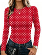 Zeagoo Women Long Sleeve Shirts Slim Fit Going Out Tops Crewneck Basic Tee