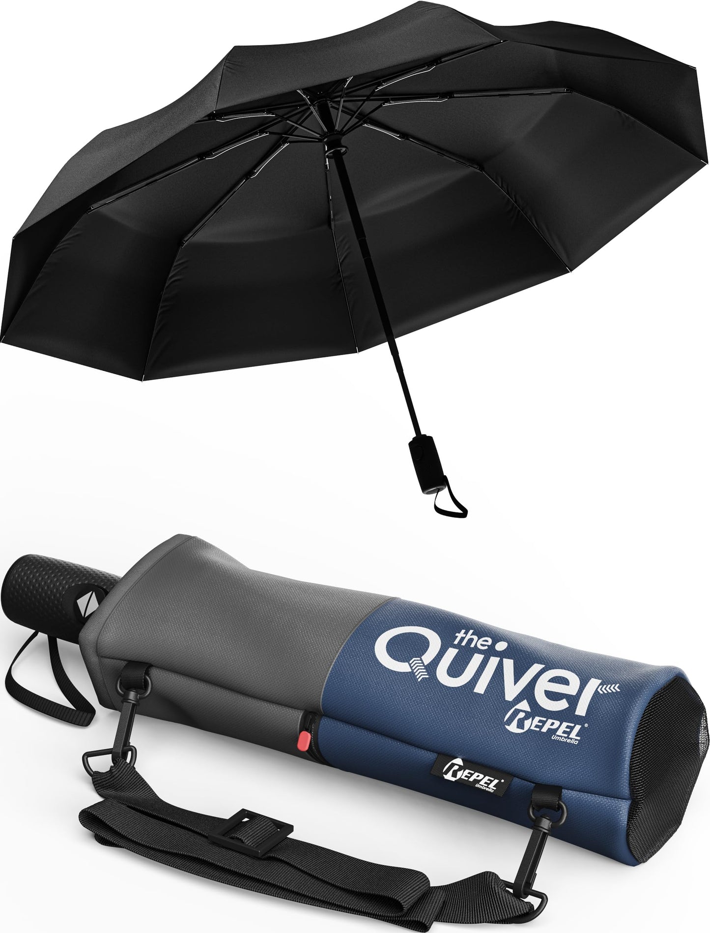Windproof Travel Umbrella - Compact & Withstands Winds up to 100MPH, Strongest Premium Auto Folding Umbrella for Rain and Sun - Durable, Light & Portable for Women & Men, Fits Backpack & Cars