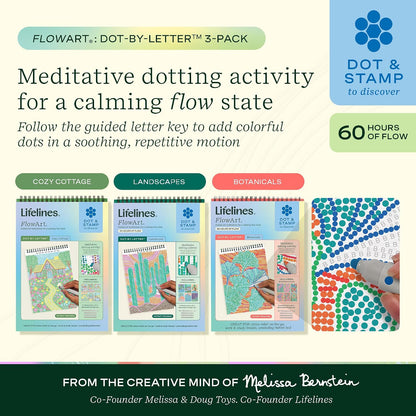 Lifelines FlowArt Mini Activity Pads, 3-Pack, Dot-by-Letter Coloring Books