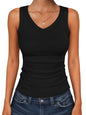 ANRABESS Tank Tops for Women V Neck Summer Sleeveless Ribbed Knit