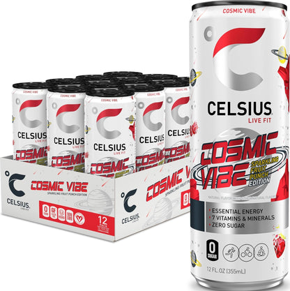CELSIUS Sparkling Tropical Vibe, Functional Essential Energy Drink 12 Fl Oz (Pack of 12)