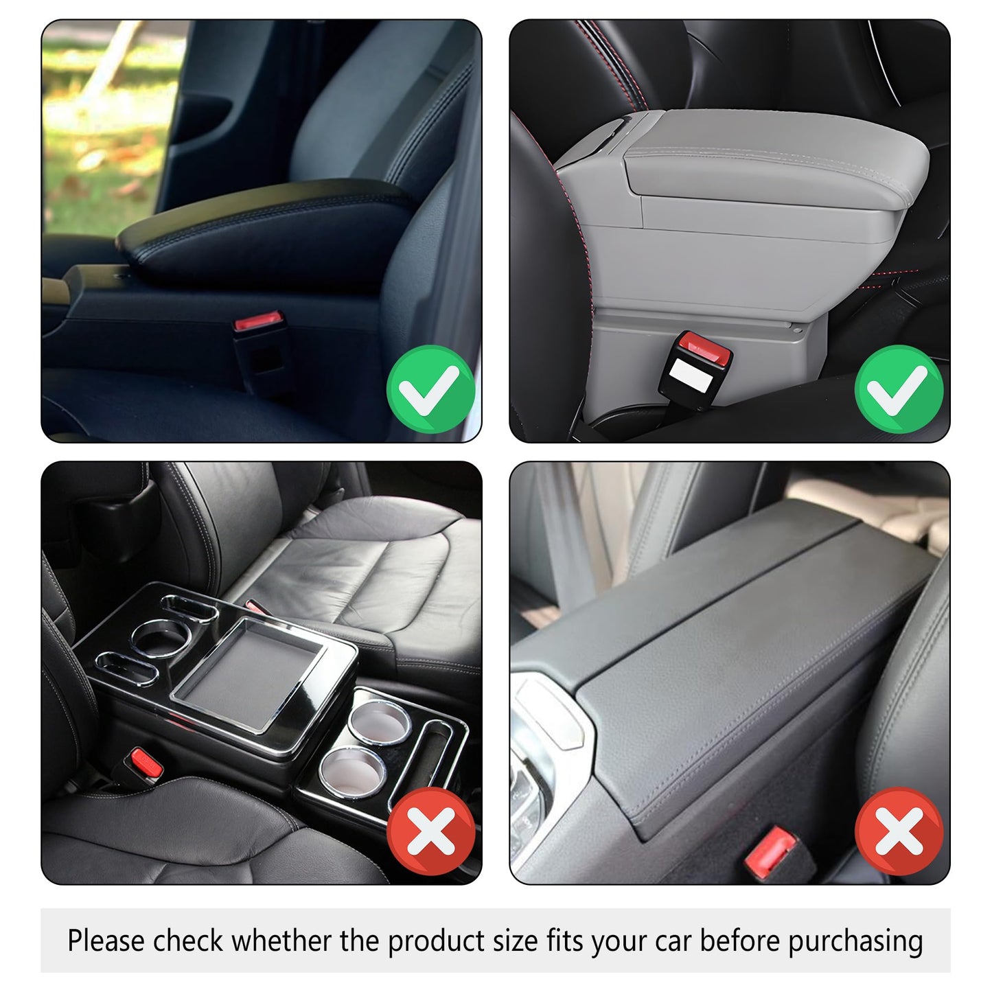 Stacool Upgraded Car Center Console Cover,Microfiber Leather Car Armrest Cover Cushion with 2 Storage Bags,Universal Car Armrest Storage Box (Black)