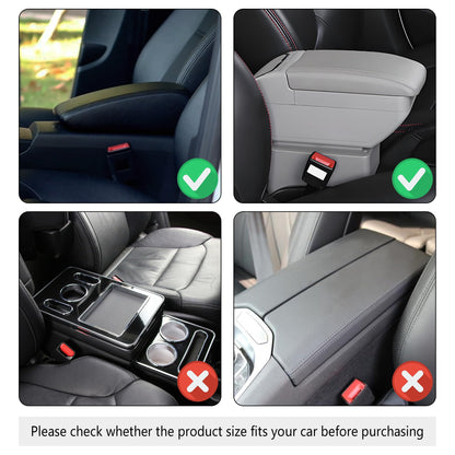 Stacool Upgraded Car Center Console Cover,Microfiber Leather Car Armrest Cover Cushion with 2 Storage Bags,Universal Car Armrest Storage Box (Black)