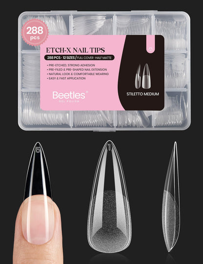 Beetles Soft Gel Nail Tips Short Almond 288pcs in 12 Sizes Etch-X