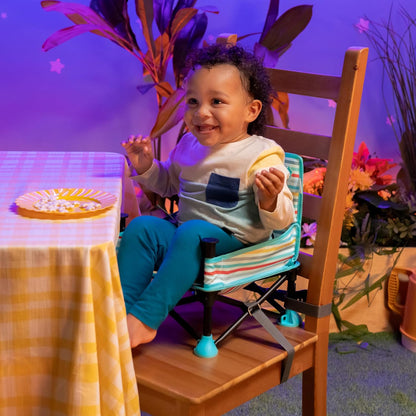 Bright Starts Pop 'N Sit Portable Booster, Indoor/Outdoor Use, Floor Seat with Feeding Tray, Teal, 6 Mos - 3 Yrs
