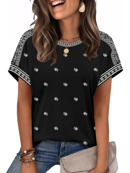 WIHOLL Womens Tops Short Sleeve Shirts Summer Outfits 2026 Spring Dressy Casual Clothes Clothing