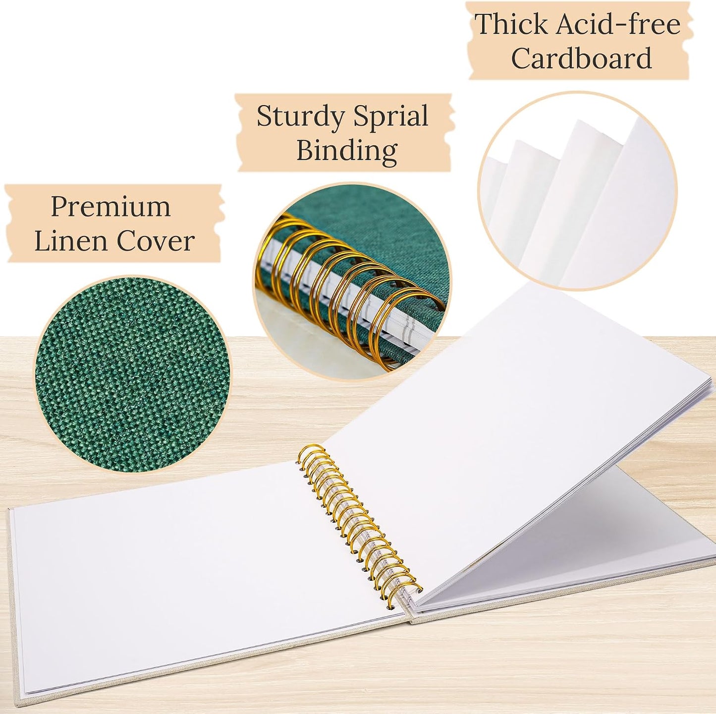 12"x12" Scrapbook Photo Album Linen Cover 40 Sheets 80 Pages White Paper