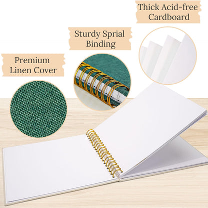 12"x12" Scrapbook Photo Album Linen Cover 40 Sheets 80 Pages White Paper