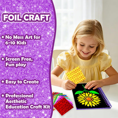 FUNNYB&G Foil Art Craft Kit for Kids, Sparkly Birthday Gift Toy for Boys