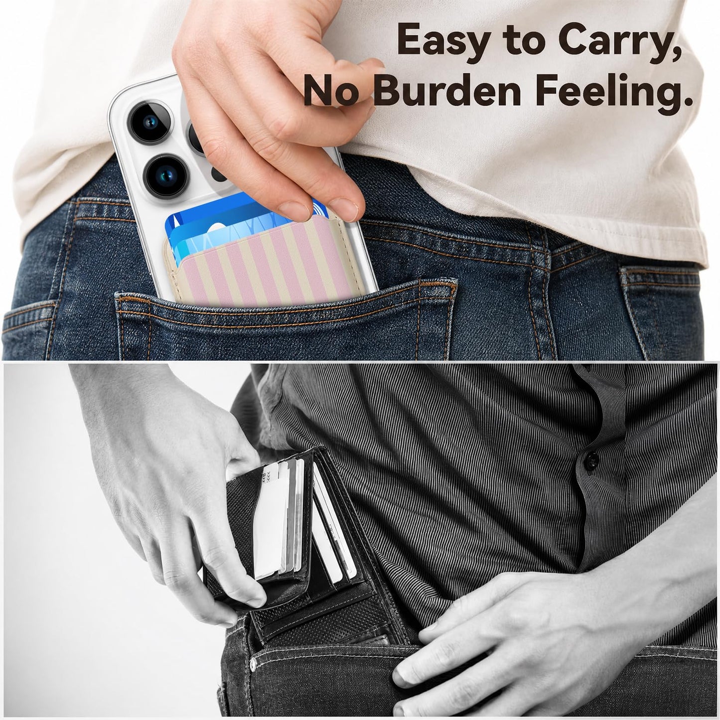 Magnetic Wallet Cell Phone Card Holder for Phone Case with Mag-Safe