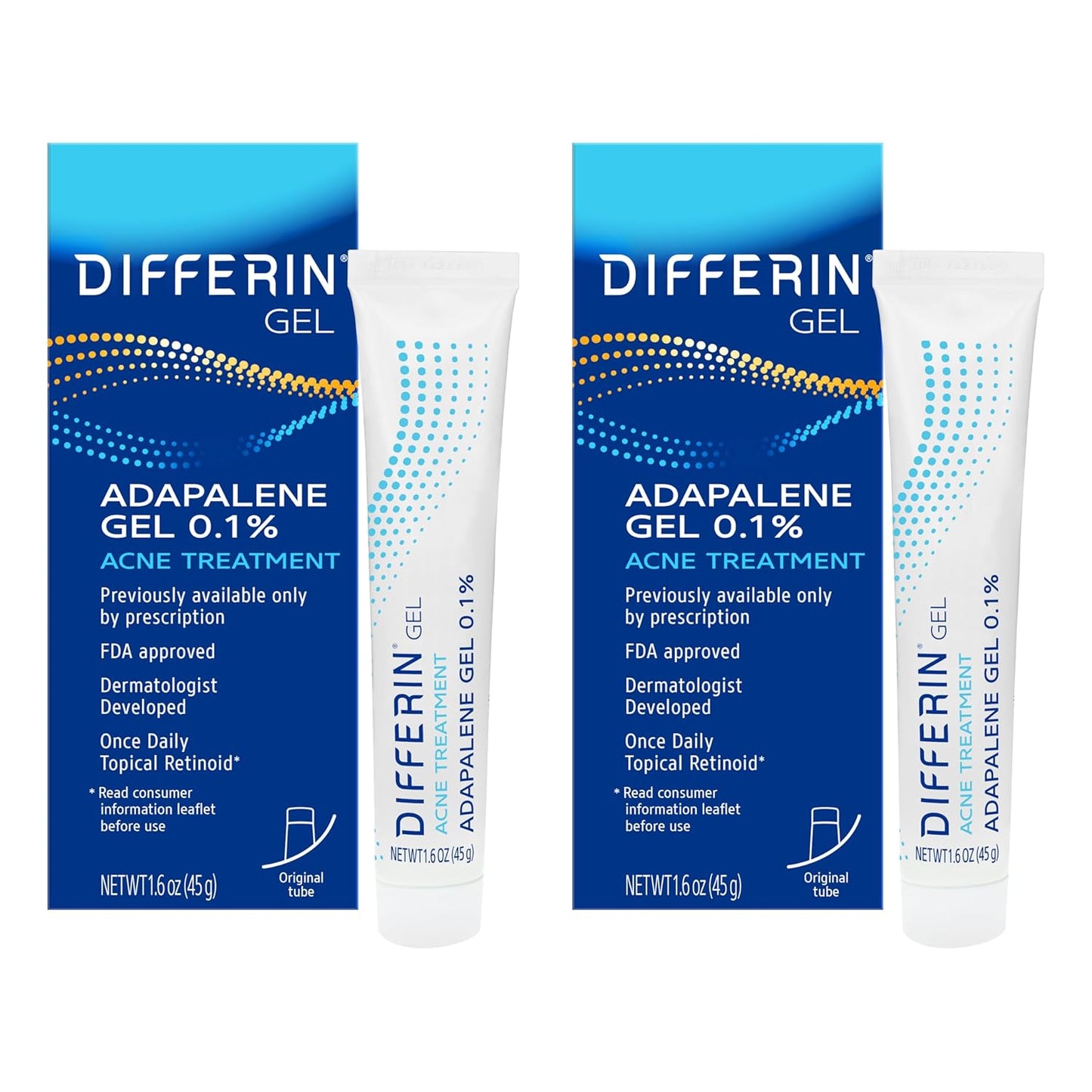 Differin Acne Retinoid Treatment Gel, 0.1% Adapalene, 45g Pump