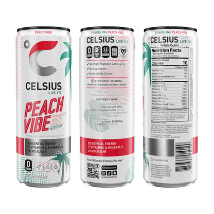 CELSIUS Sparkling Tropical Vibe, Functional Essential Energy Drink 12 Fl Oz (Pack of 12)