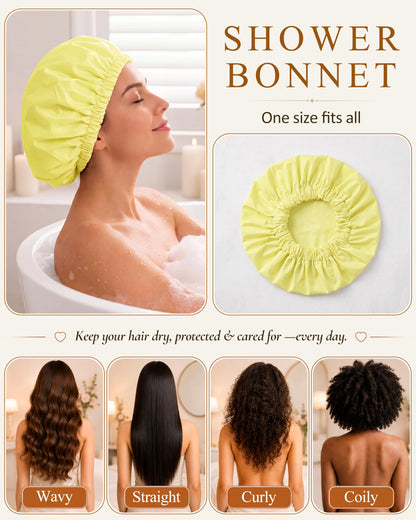 Edoneery Shower Caps for Women Reusable Waterproof, Shower Hair Cap