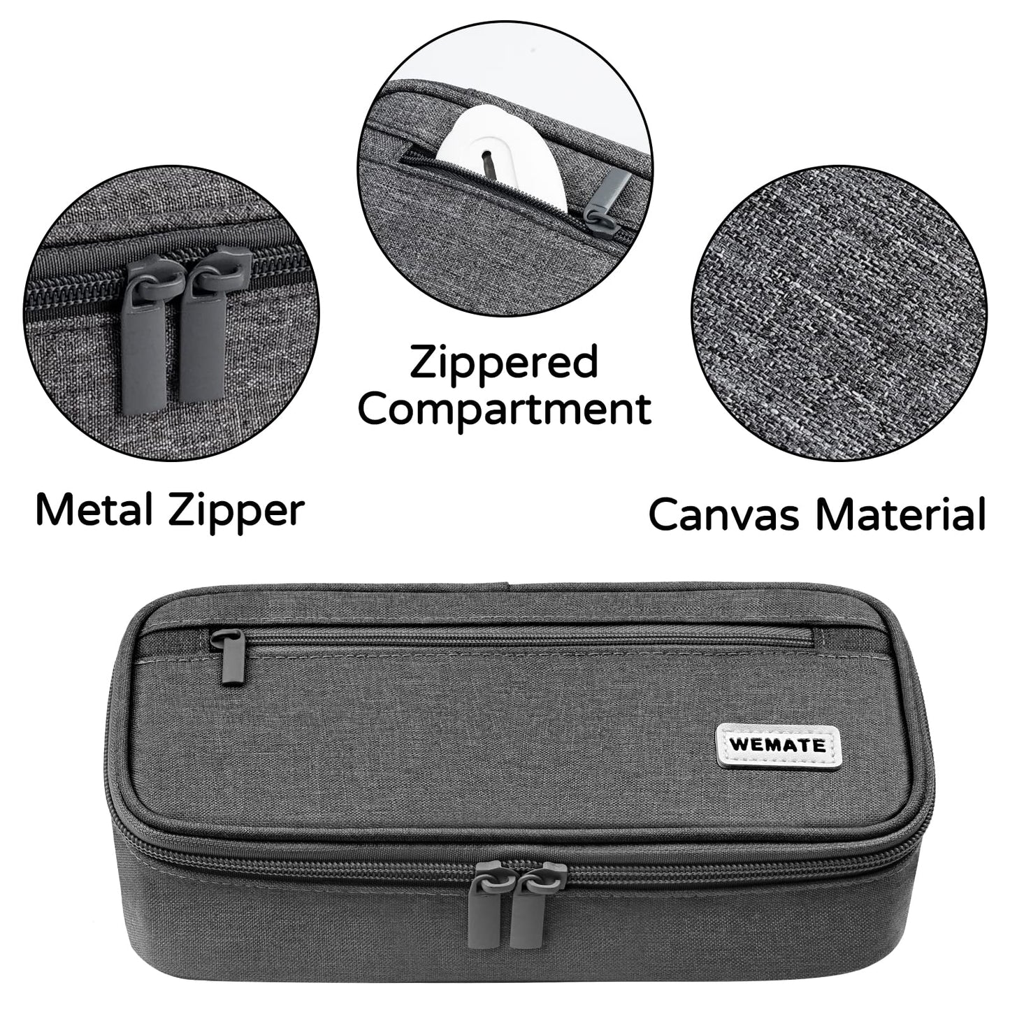 WEMATE Pencil Case, Large Storage Organizer, Makeup Bag, Teacher Must - have, Big Pencil Pouch, Marker Case for College