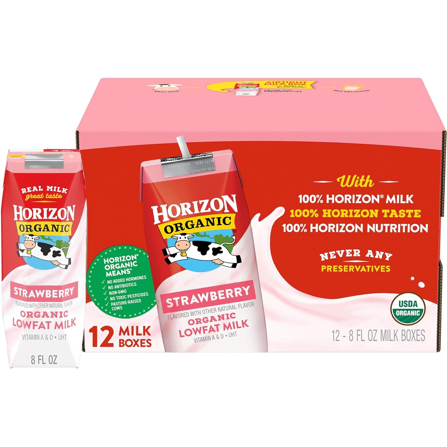 Horizon Organic Shelf Stable Whole Milk Boxes, Pack of 18-8g Protein per Serving