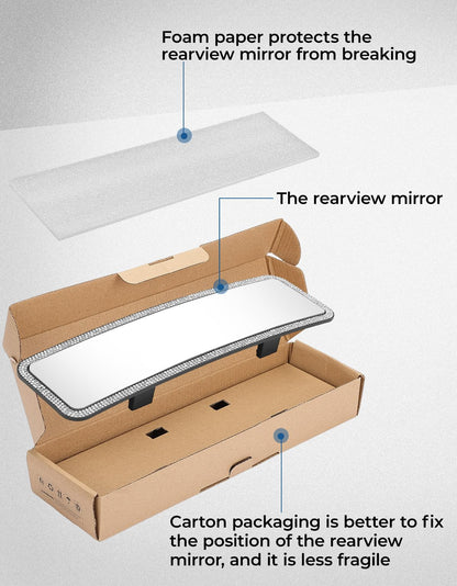 JOYTUTUS Rear View Mirror, Universal 12 Inch Panoramic Convex Rearview Interior Clip-on Wide Angle Mirror to Reduce Blind Spot Effectively for Car SUV Trucks - Blue