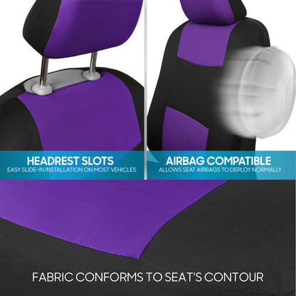 BDK PolyPro Car Seat Covers Full Set in Solid Black, Front and Rear Split Bench Seat Covers for Cars, Easy to Install Car Seats Cover Set and Accessories for Auto Trucks Van SUV - Solid Black