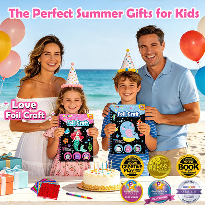 FUNNYB&G Foil Art Craft Kit for Kids, Sparkly Birthday Gift Toy for Boys