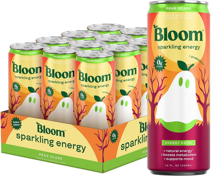 Bloom Nutrition Zero Sugar Energy Drink, Apple Crisp, 12oz 12pk