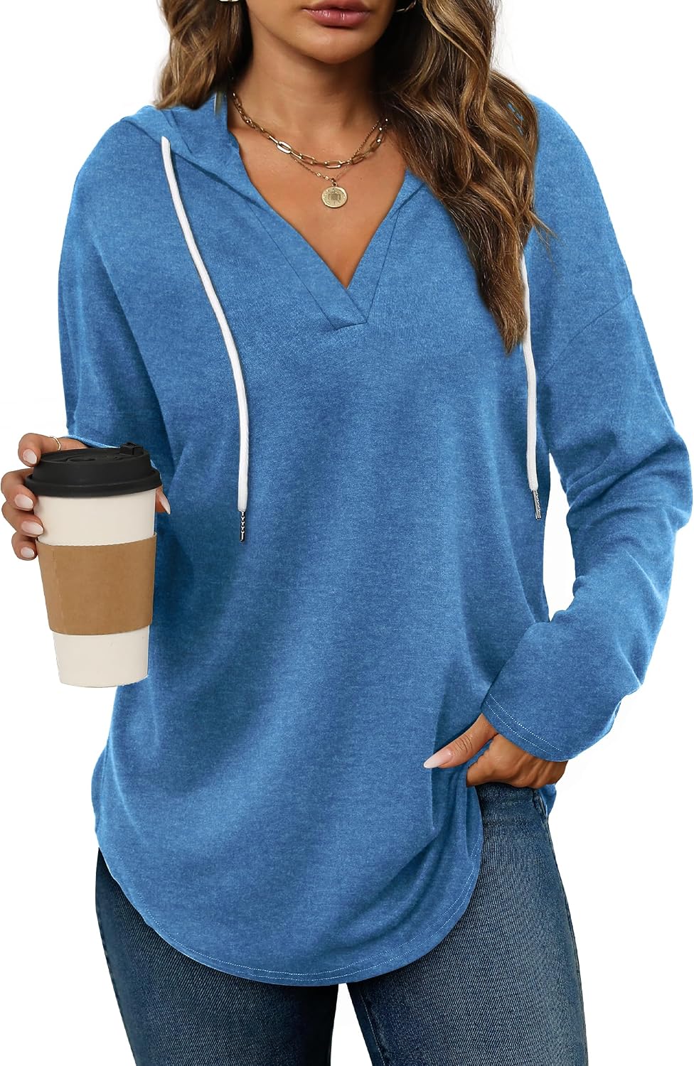 Bofell Womens Fashion Tops Hoodies for Women Pullover Oversized Sweatshirts Long SLeeve Shirts Loose Fit
